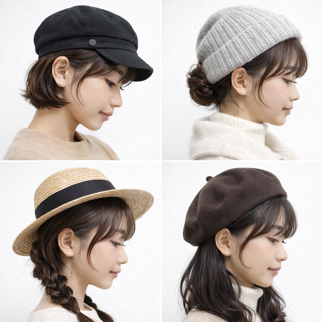 帽子スタイルにも似合うヘアカタログ