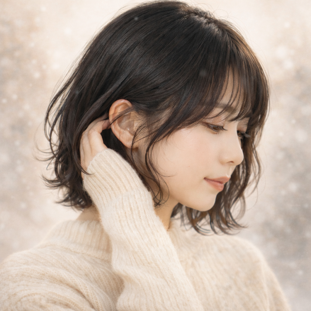 黒髪でも重く見えない！冬に似合う黒髪アレンジ