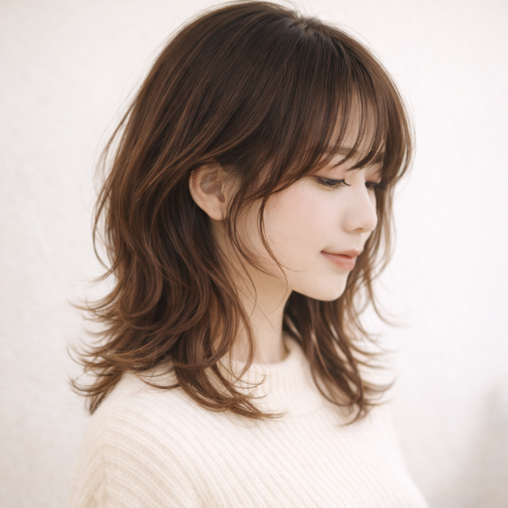ダウンスタイルでも重く見せないレイヤーカット術