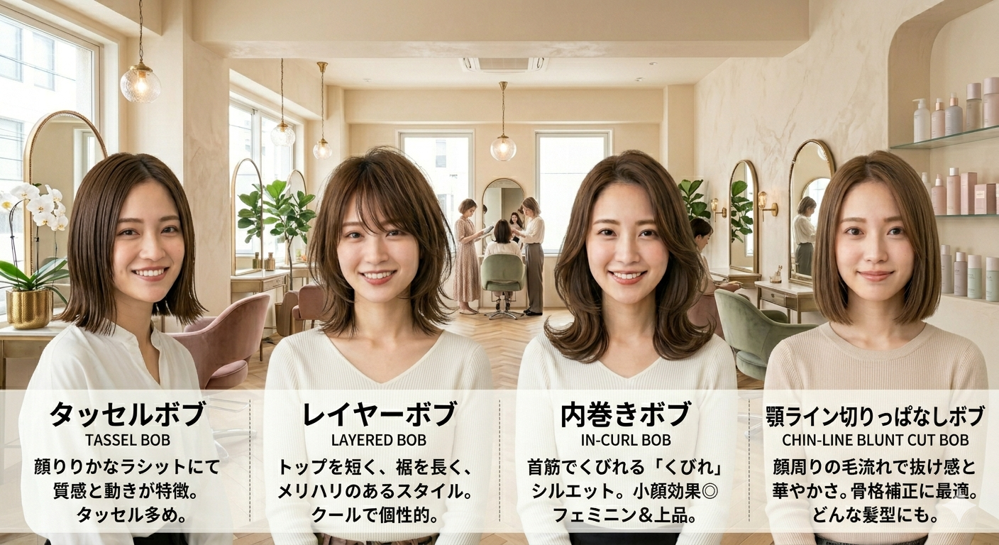 ボブの種類一覧｜違いと似合う人